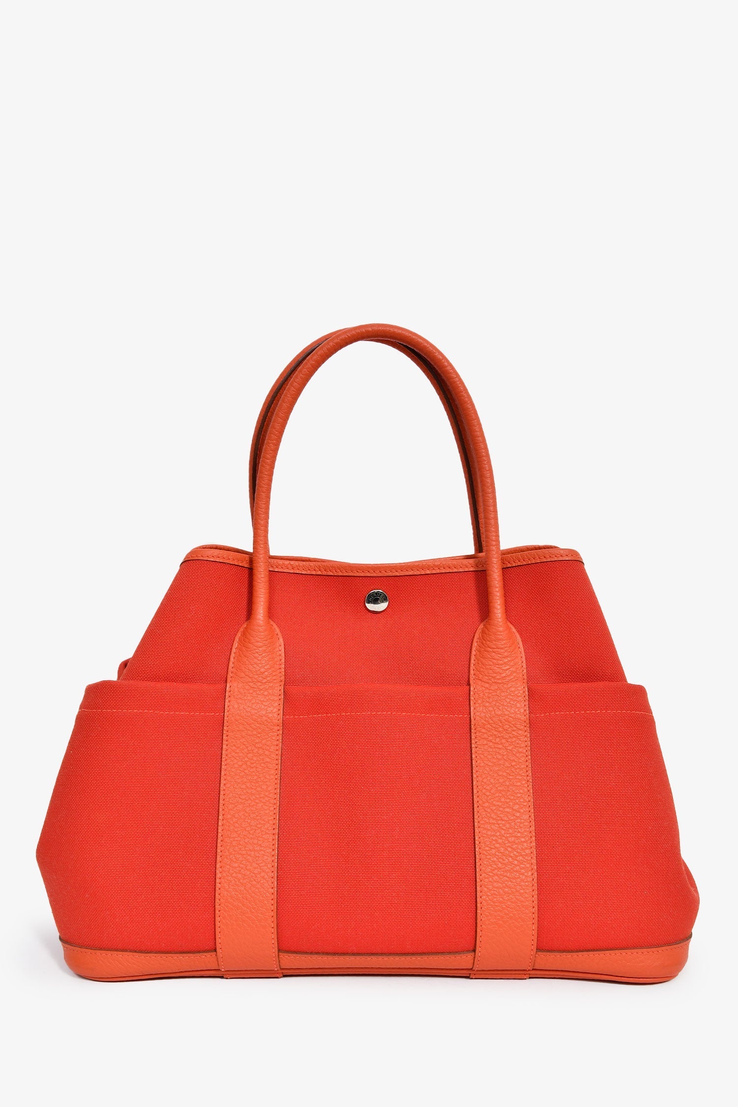 Hermès 2016 Red Canvas/Leather Garden Party Pocket 36 Tote Bag With Strap