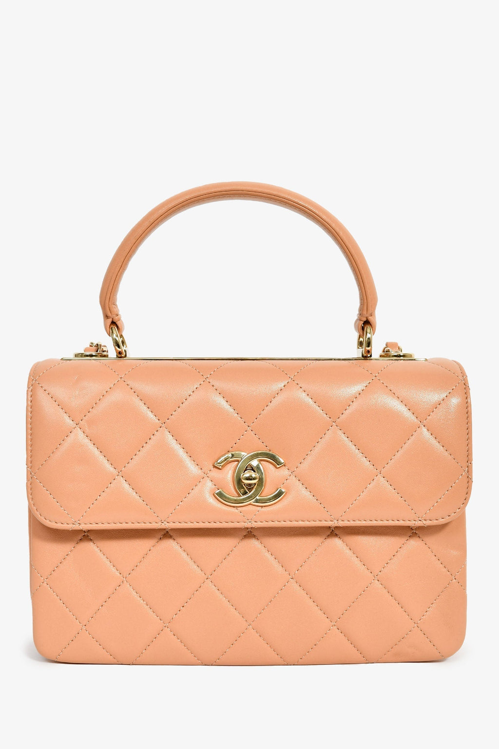 Pre-Loved Chanel™ 2017 Tan Lambskin Leather Small 'Trendy' Bag