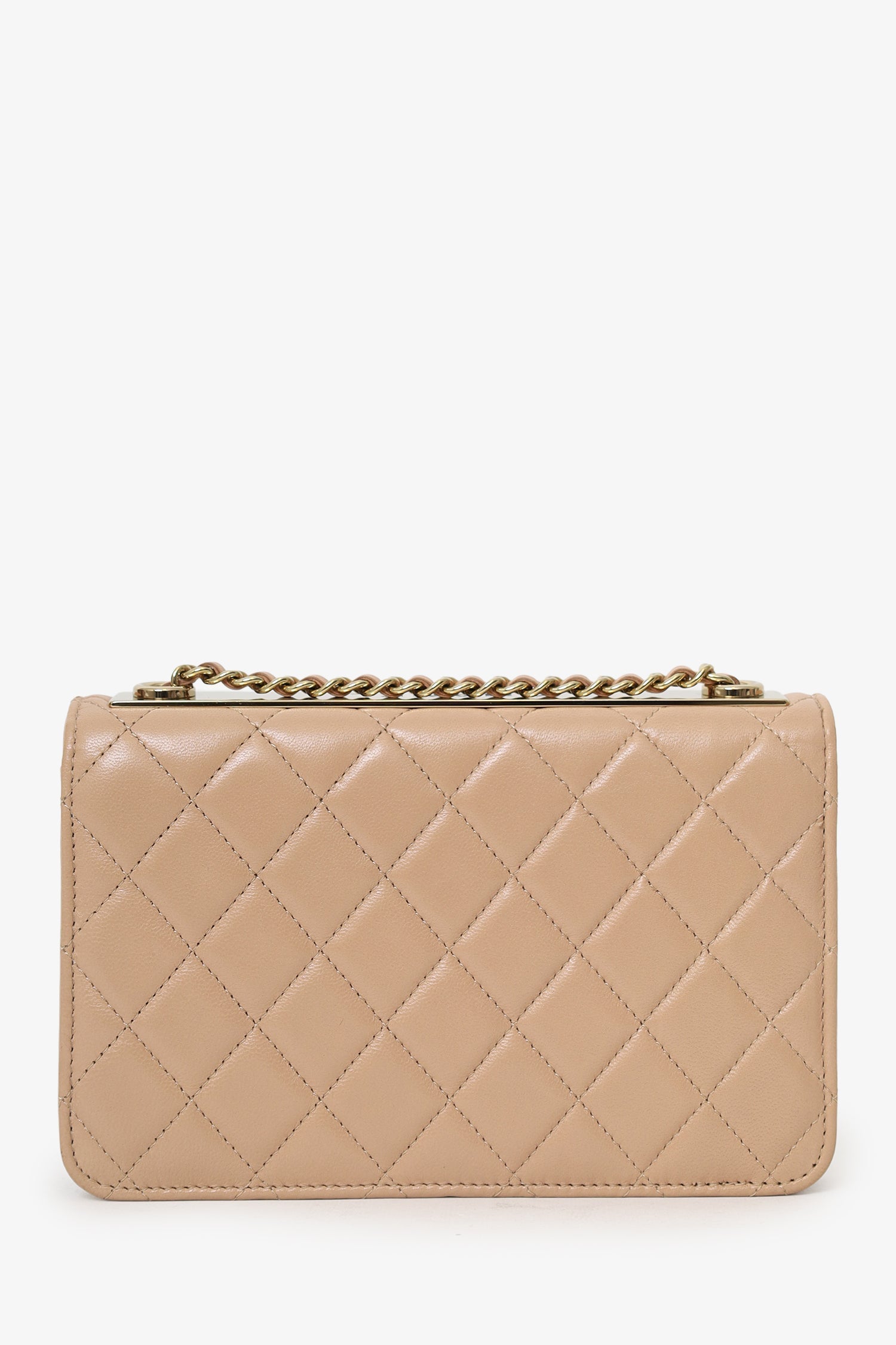 Pre-Loved Chanel™ 2016/17 Beige Lambskin 'Trendy' Wallet On Chain