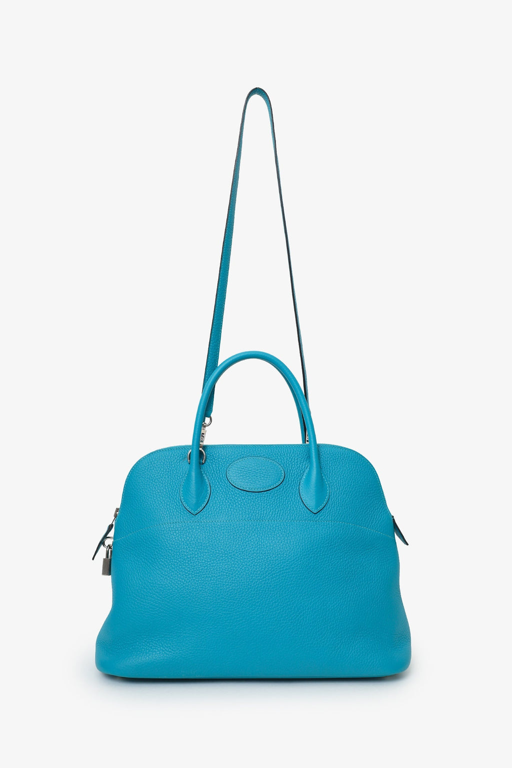 Hermès 2014 Turquoise Clemence Bolide 35 With Strap