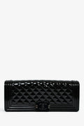 Pre-Loved Chanel™ 2014 Black Patent Leather Boy Clutch On Chain