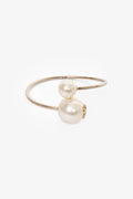 Pre-Loved Chanel™ 2014 Gold Toned Faux Pearl CC Cuff