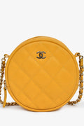 Pre-Loved Chanel™ 2018-19 Yellow Caviar Leather Round Chain Bag
