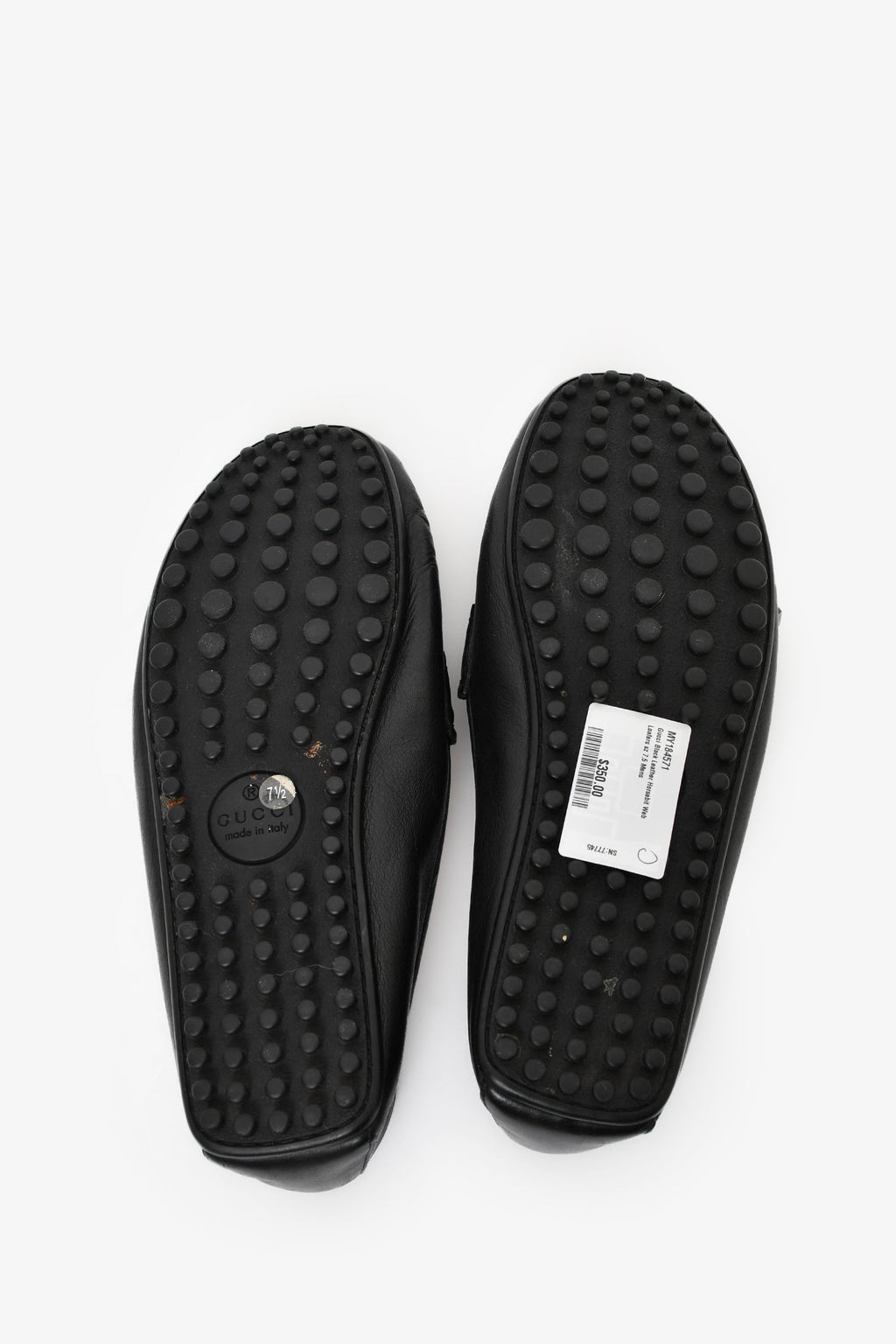 Gucci Black Leather Horsebit Web Loafers Size 7.5 Mens