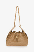 Pre-Loved Chanel™ 2025 Brown Caramel Caviar Leather 25 Small Bucket Bag