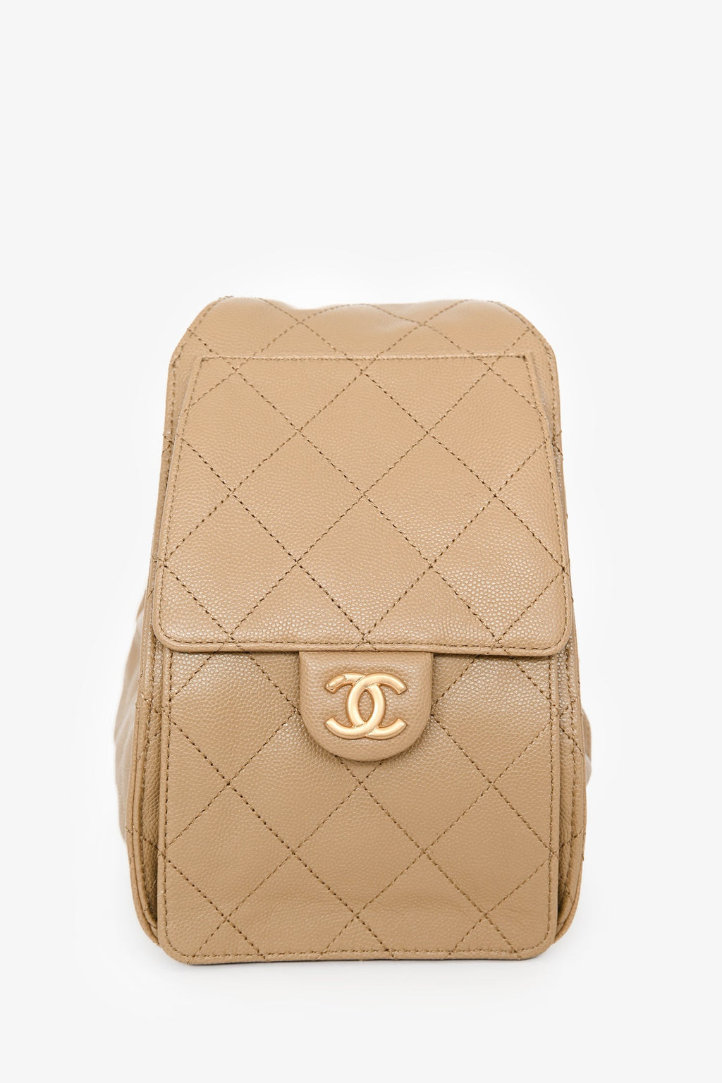 Pre-Loved Chanel™ 2025 Brown Caramel Caviar Leather 25 Small Bucket Bag