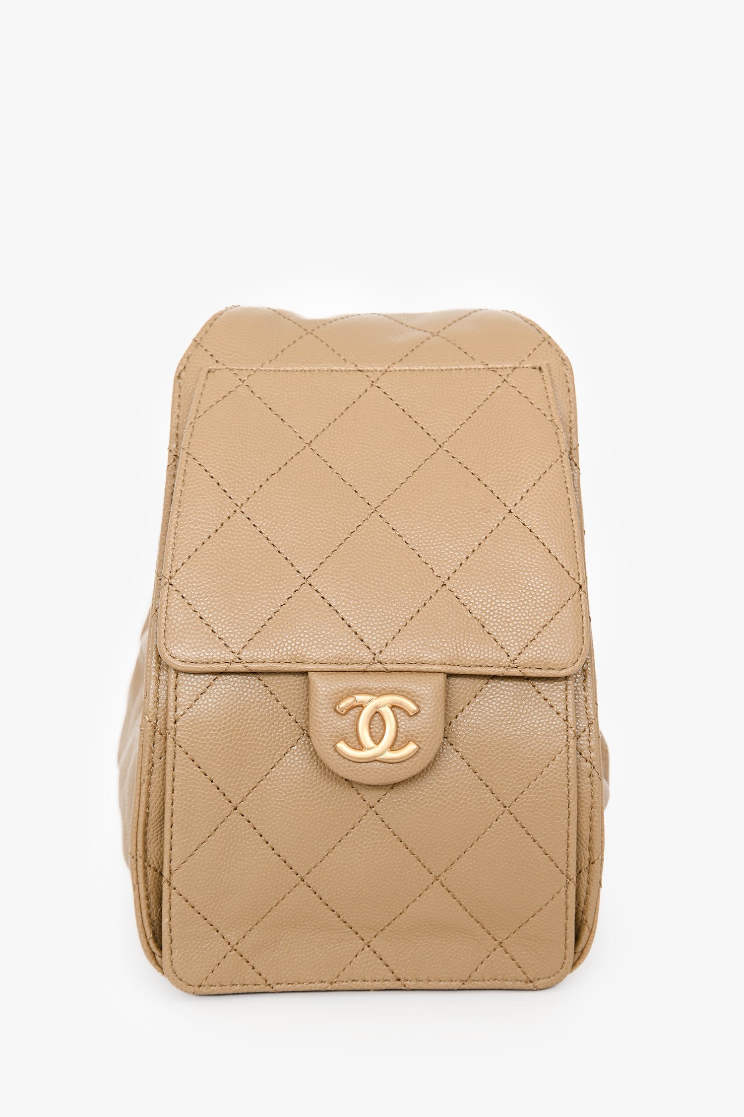 Pre-Loved Chanel™ 2025 Brown Caramel Caviar Leather 25 Small Bucket Bag
