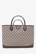 Gucci Brown Canvas GG Supreme Tote Bag with Double Handles