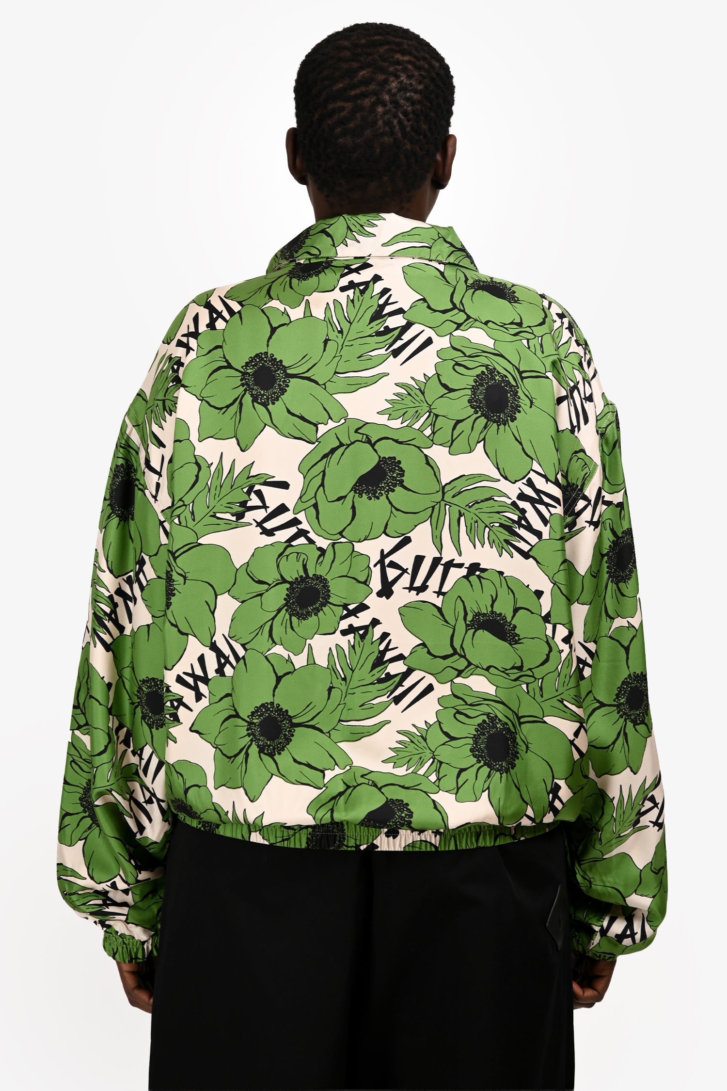 Gucci Green/Cream Silk Floral Bomber Jacket Size 54 Mens