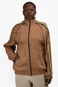Gucci Brown/Multicolour GG Pattered Collared Bomber Jacket Size M