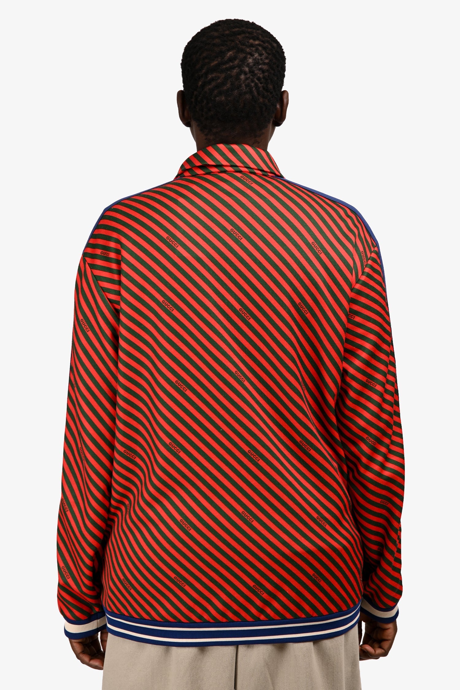 Gucci Red/Multicolour Stripped Lined Bomber Jacket Size M Mens