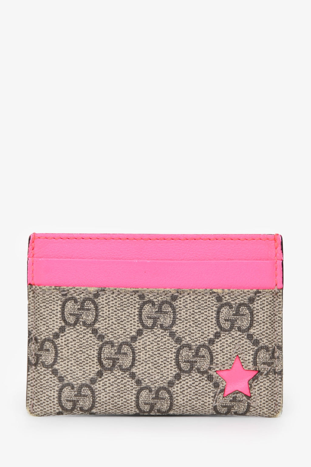 Gucci Brown/Neon Pink Coated Canvas/Leather holder