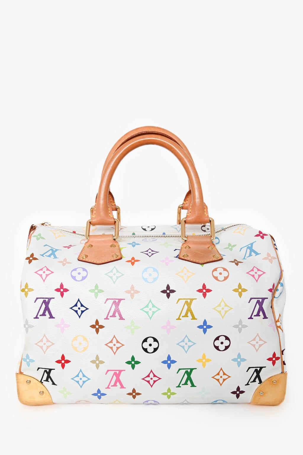 Louis Vuitton 2010 White Multicoloured Canvas Monogram Speedy 30