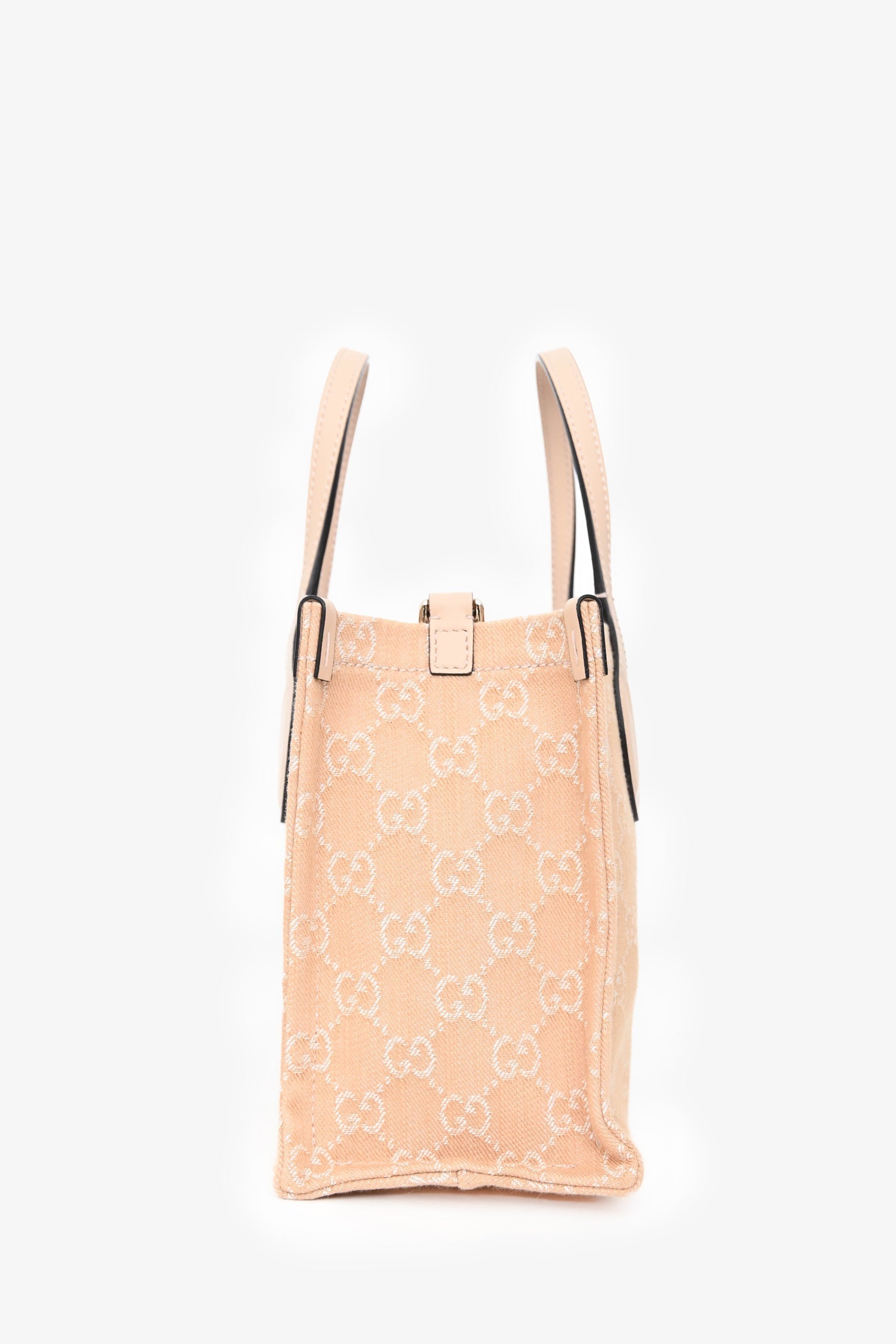 Gucci Beige Monogram Denim Ophidia Medium Shopper Tote with Strap + Pouch