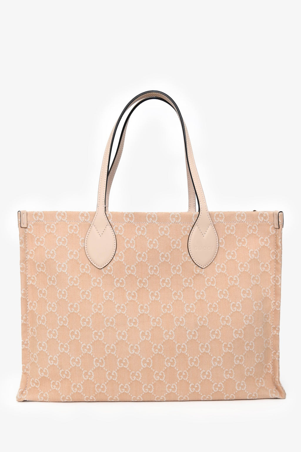 Gucci Beige Monogram Denim Ophidia Large Shopper Tote with Pouch