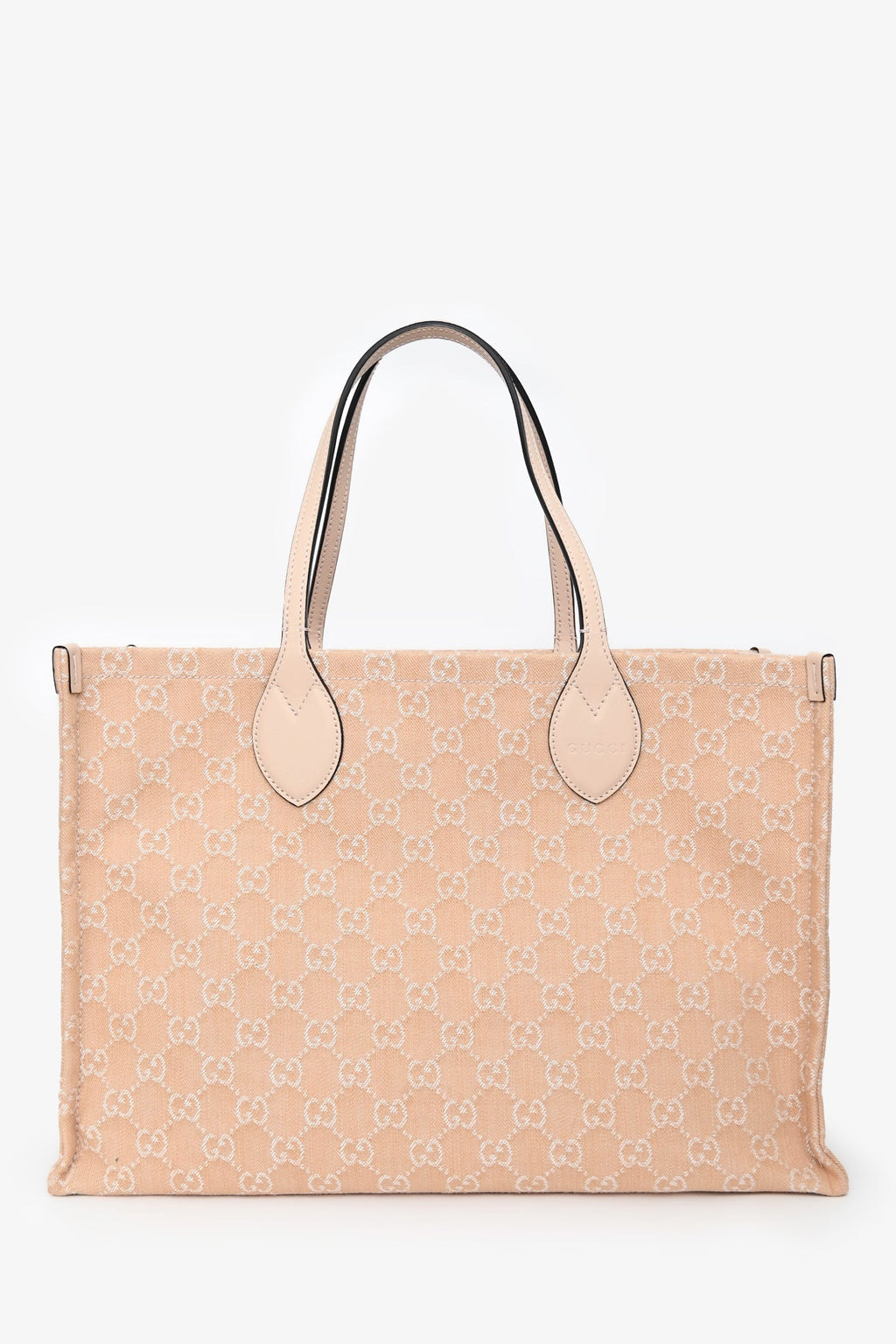 Gucci Beige Monogram Denim Ophidia Large Shopper Tote with Pouch