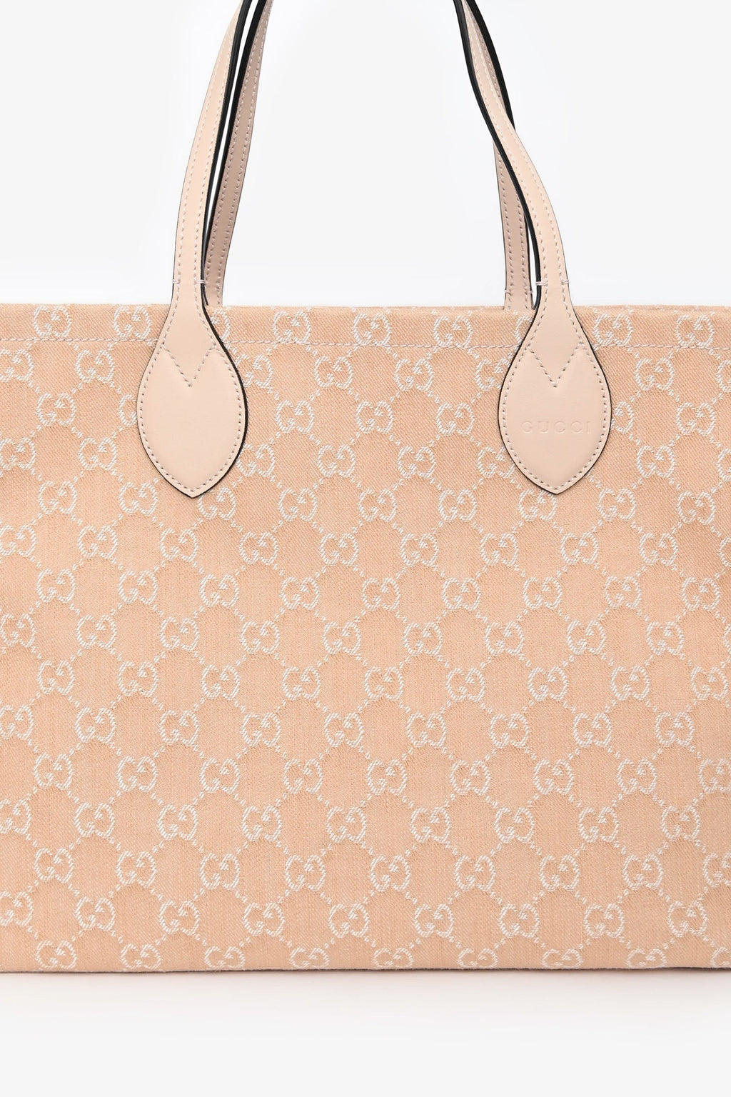 Gucci Beige Monogram Denim Ophidia Large Shopper Tote with Pouch