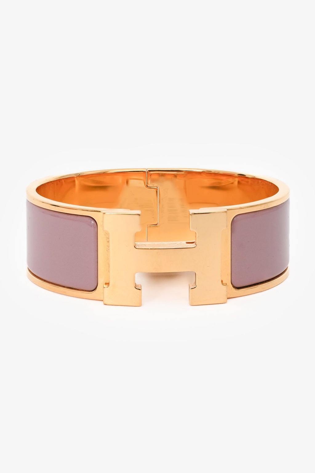 Hermès Gold Tone Pink Ceramic 'Clic Clac H' GM Bracelet