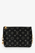Louis Vuitton Black Satin Beaded Embroidered Monogram Coussin BB