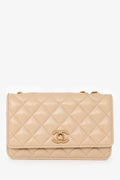 Pre-Loved Chanel™ Beige Lambskin Leather 'All Slide' Wallet on Chain