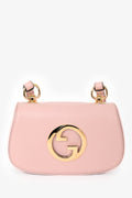 Gucci Pink Leather Mini 'Blondie' Crossbody Bag With Web Canvas Strap