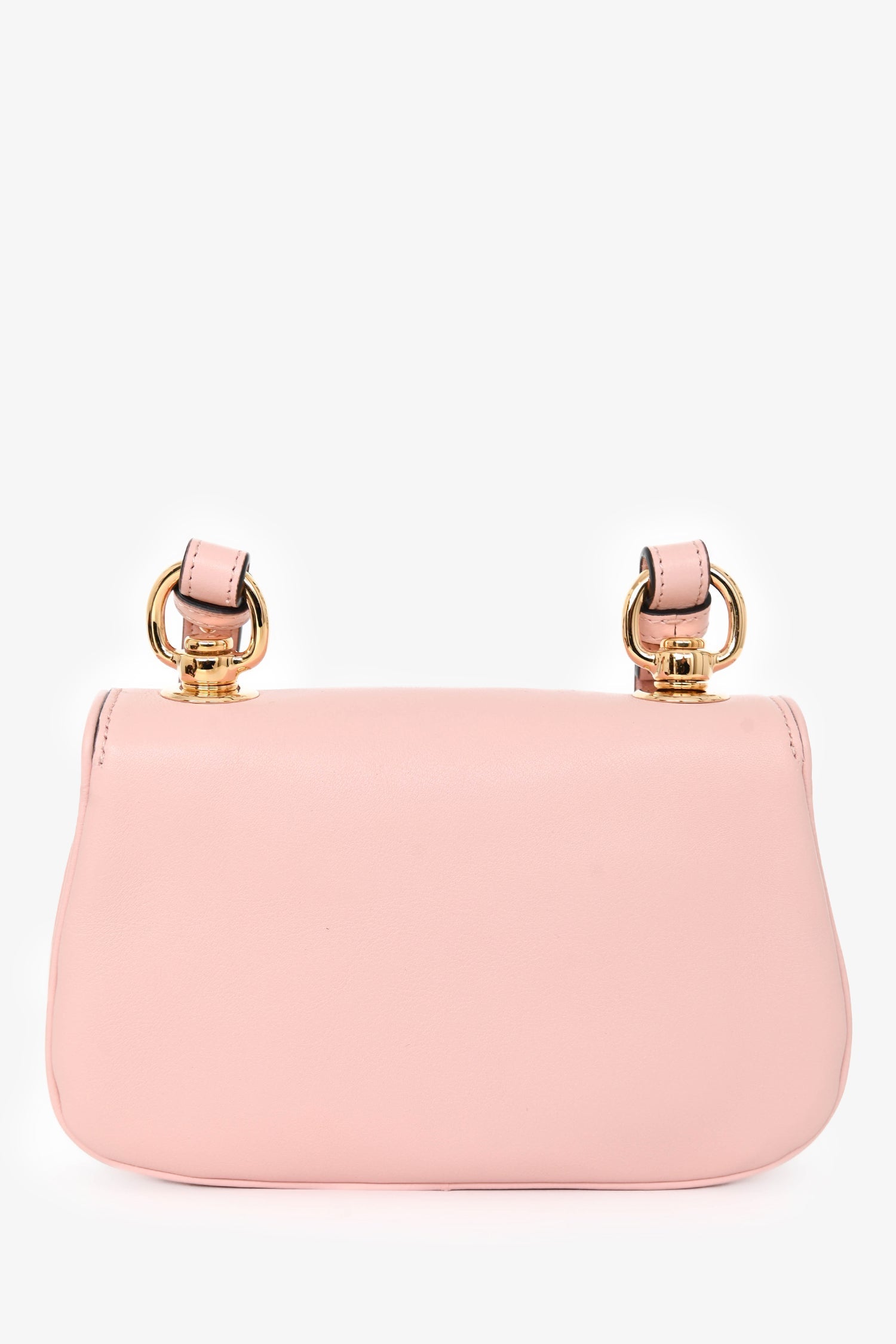 Gucci Pink Leather Mini 'Blondie' Crossbody Bag With Web Canvas Strap