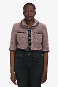 Pre-Loved Chanel™ 2014 Pink Mohair Tweed Cropped Jacket Size 40