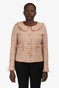 Pre-Loved Chanel™ 2004 Green/Beige Tweed Collared Evening Jacket Size 40