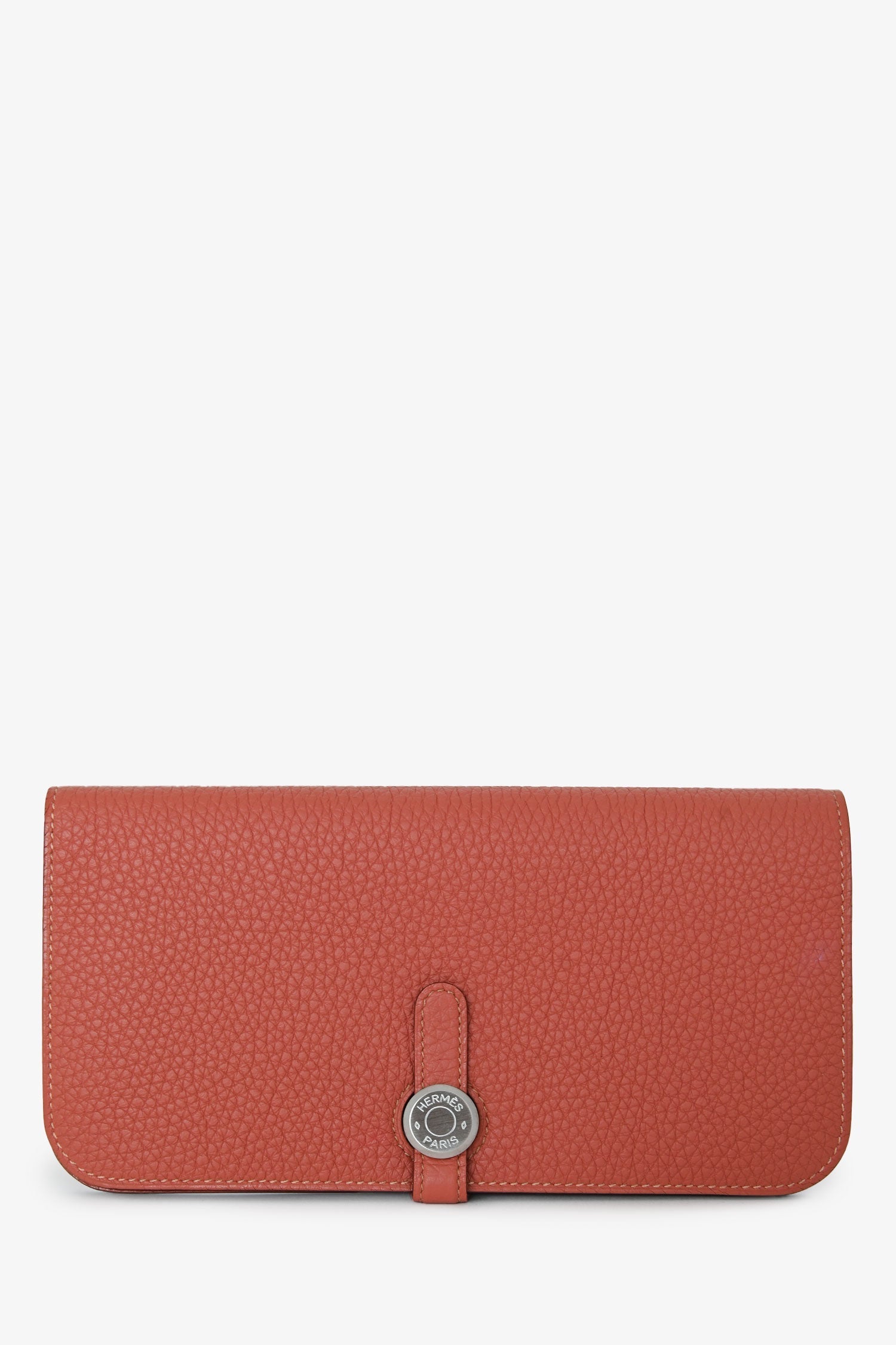 Hermès 2014 Terra Cotta Clemence Leather Dogon Wallet