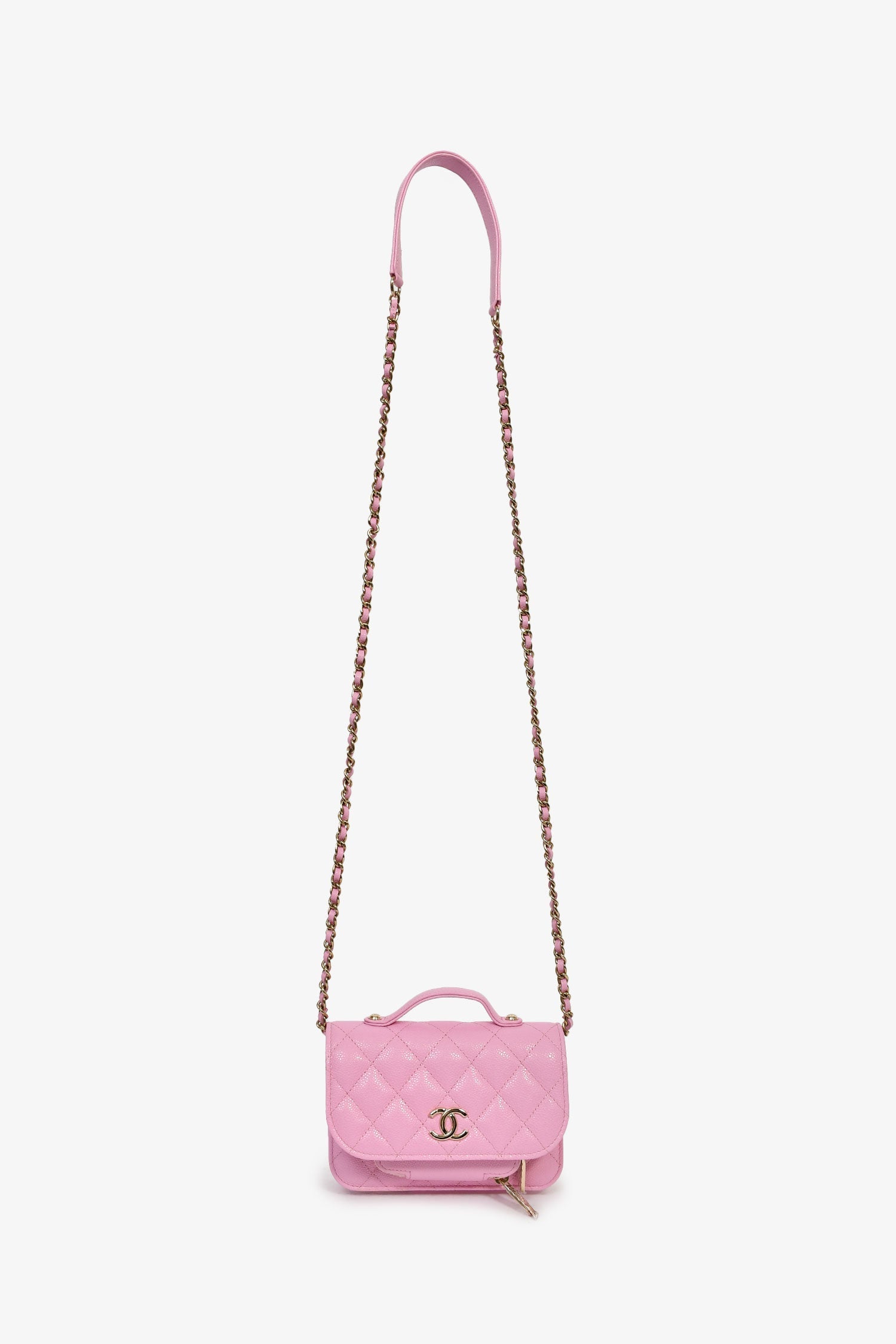 Pre-Loved Chanel™ 2022+ Lilac Caviar Leather Business Affinity Clutch On Chain