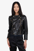 Gucci Black Leather Moto Jacket Size 42