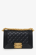 Pre-Loved Chanel™ 2022+ Black Quilted Lambskin Small Boy Bag