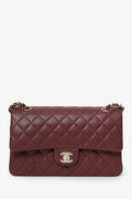 Pre-Loved Chanel™ 2022+ Burgundy Lambskin Medium Double Flap Shoulder Bag