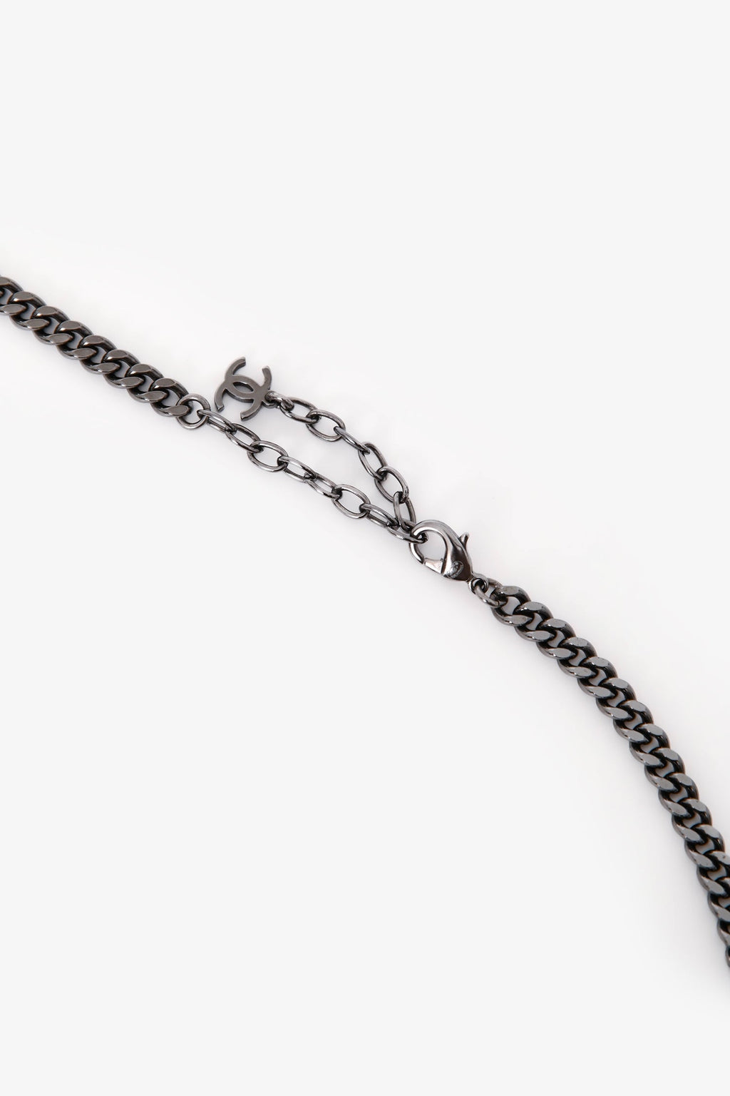 Pre-Loved Chanel™ Black Crystal Detail CC Necklace