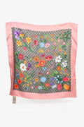Gucci Brown/Pink Multicolour Floral Silk Scarf 90