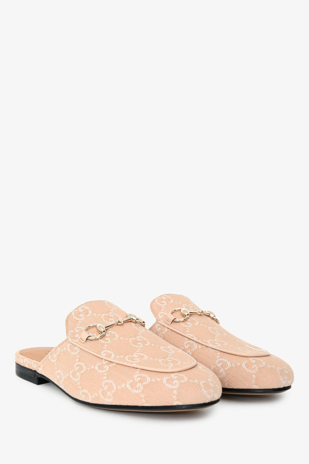 Gucci Beige Monogram Denim Princetown Slip On Mules Size 37