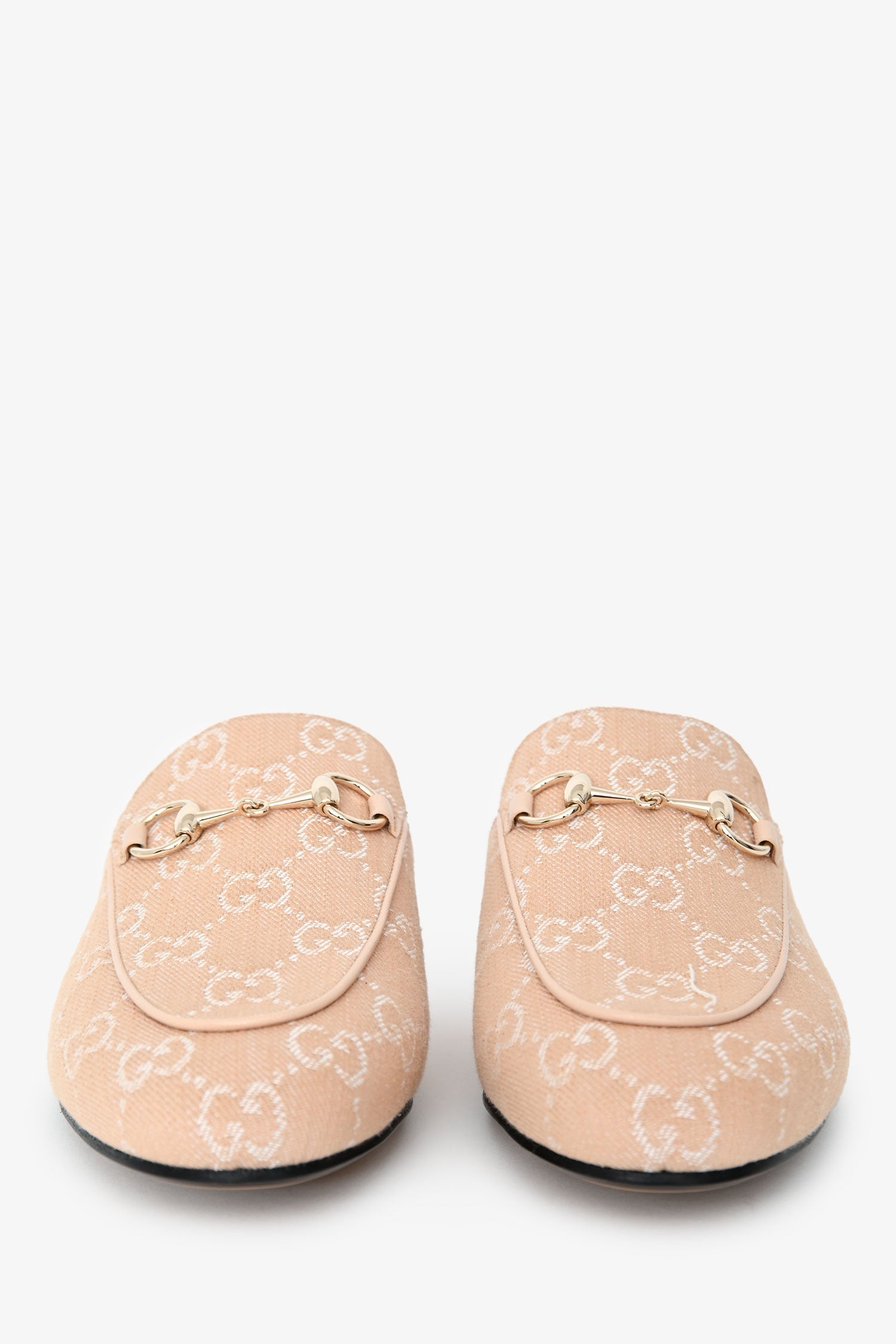 Gucci Beige Monogram Denim Princetown Slip On Mules Size 37