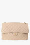 Pre-Loved Chanel™ Beige Calfskin Leather Airline XXL Single Flap Bag