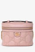 Gucci Pink Leather Matelasse GG Vanity Mini Top Handle Bag