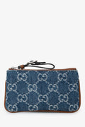 Gucci Blue/Brown Denim/Leather Trim GG Coin Pouch