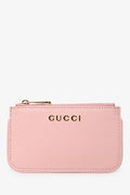 Gucci Pink Leather Logo Zip Wallet With Keychain