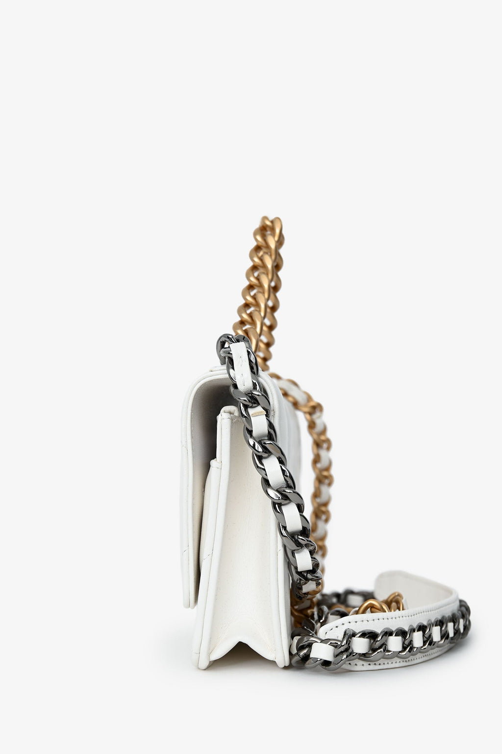 Pre-Loved Chanel™ White Quilted 'Chanel 19' Wallet On Chain with Two Tone Hardware
