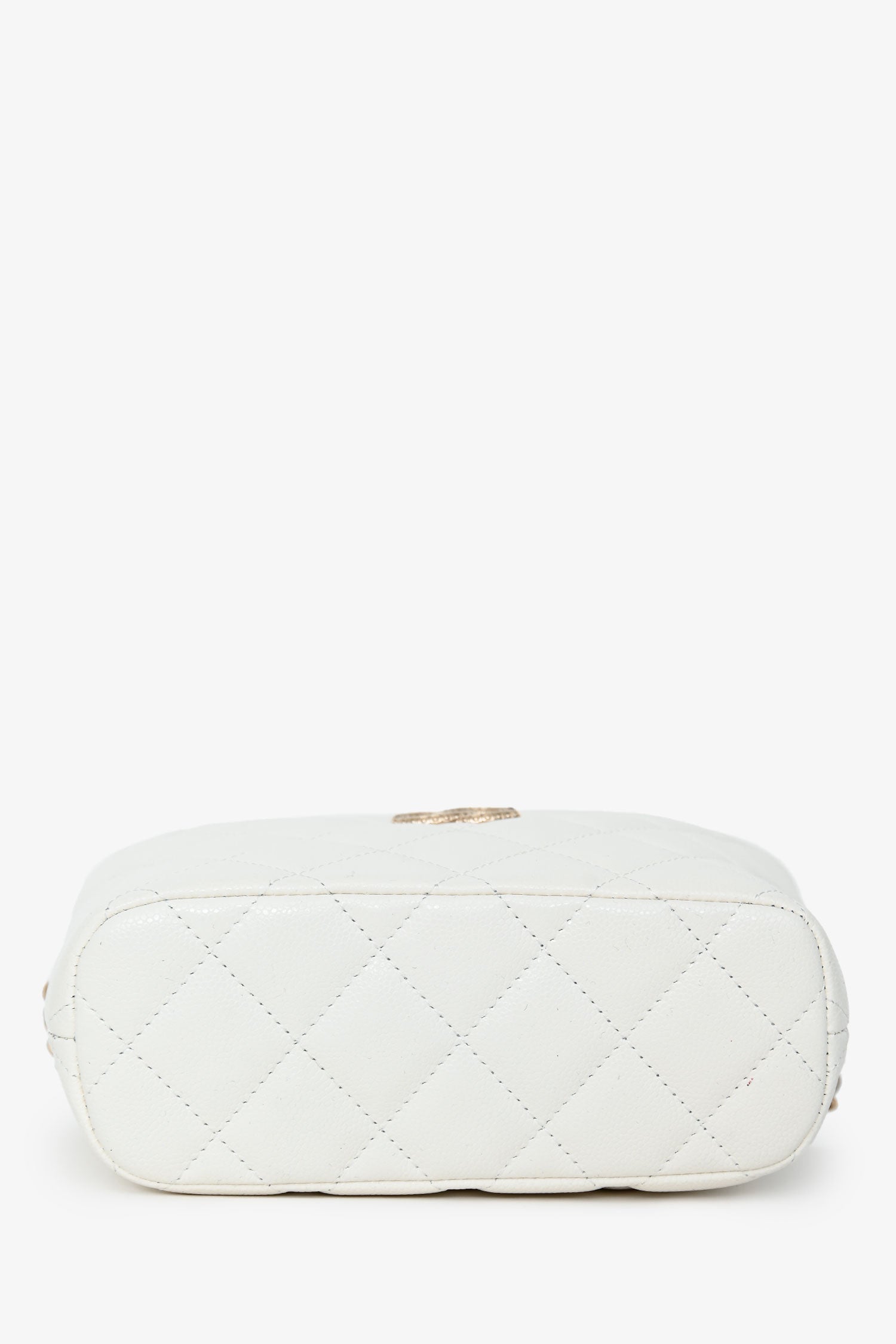 Pre-Loved Chanel™ White Caviar Leather Small Quilted Hobo with Removable Chain