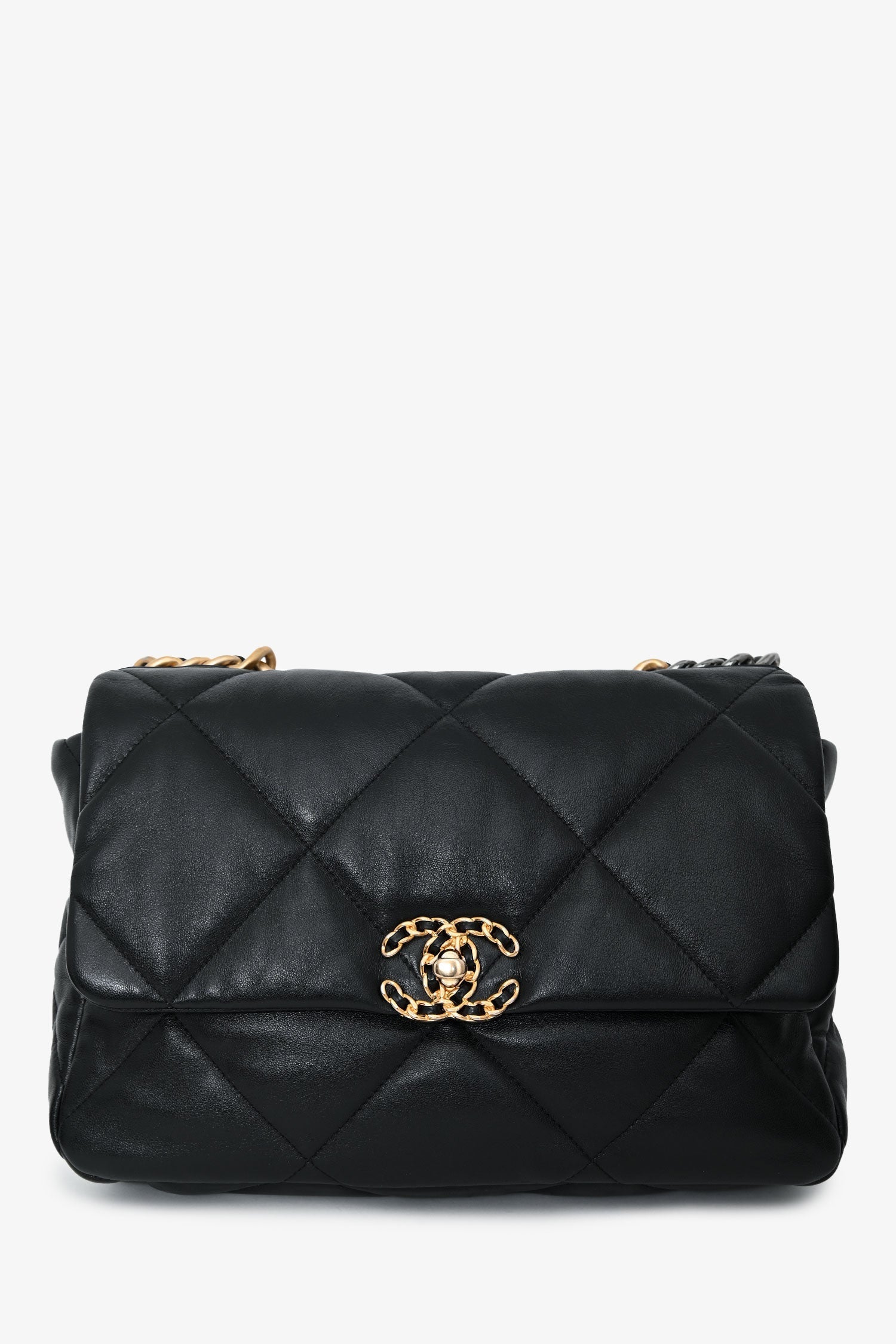 Pre-Loved Chanel™ Black Leather Chanel 19 Medium Flap Bag
