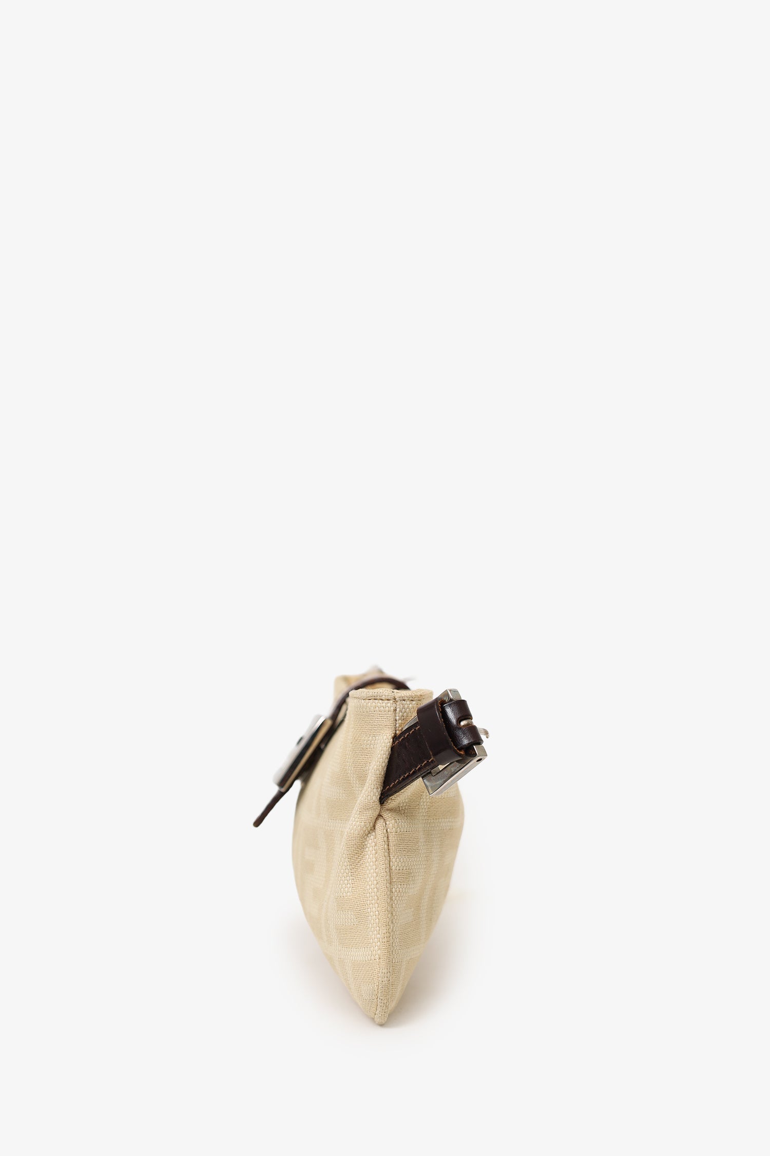 Fendi Beige FF Zucca Canvas Baguette Pochette