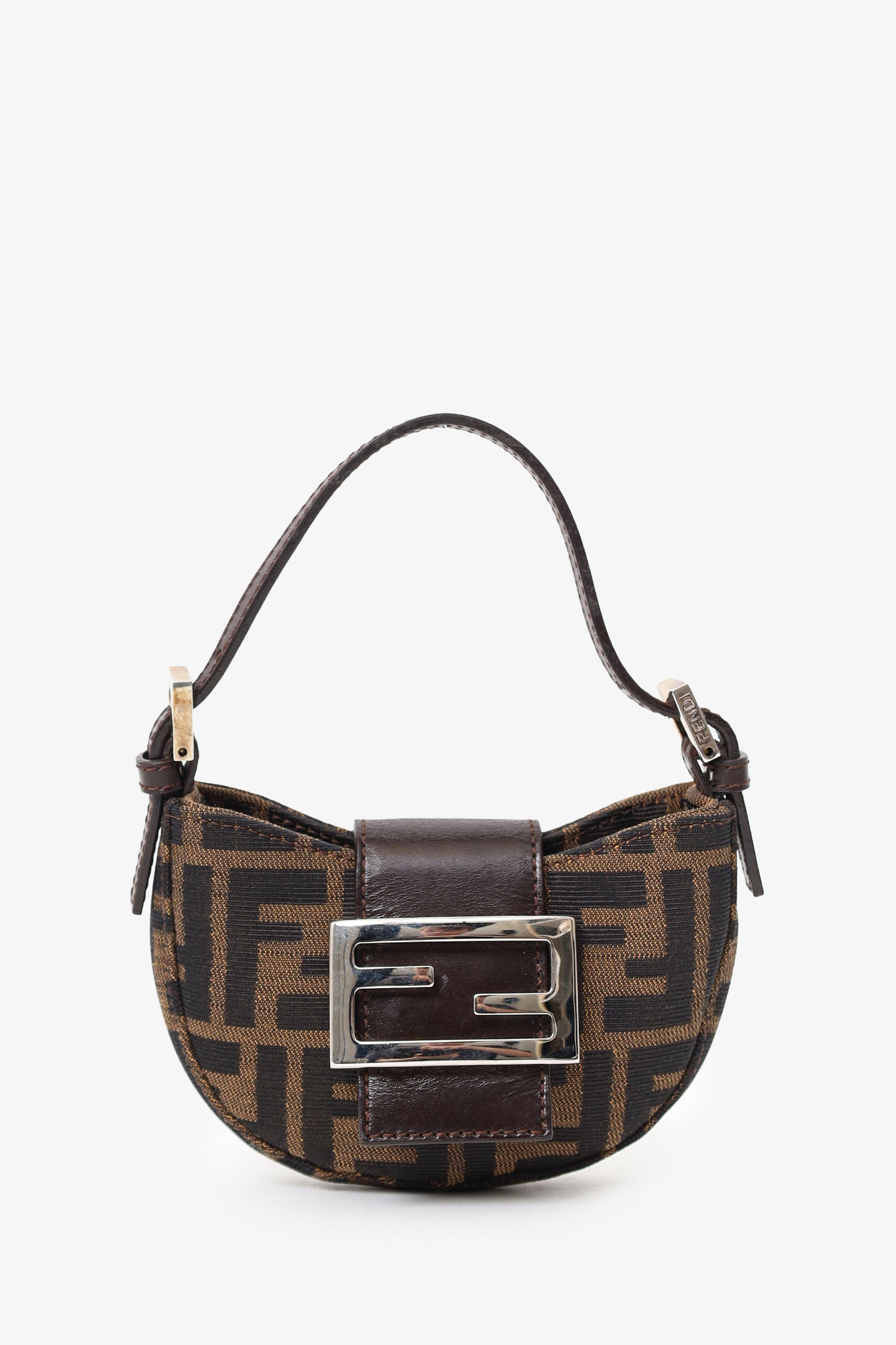 Fendi Brown Zucca Print Canvas Mini Half Moon Shoulder Bag