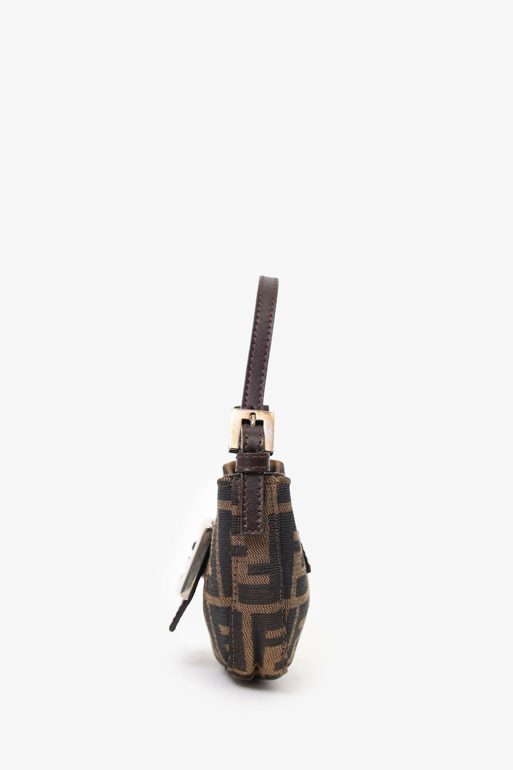 Fendi Brown Zucca Print Canvas Mini Half Moon Shoulder Bag