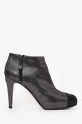 Pre-Loved Chanel™ Gunmetal/Black Cap Toe Ankle Booties Size 41.5