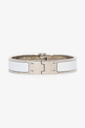 Hermès Silver Toned/White Enamel Charnière Hinged Bracelet