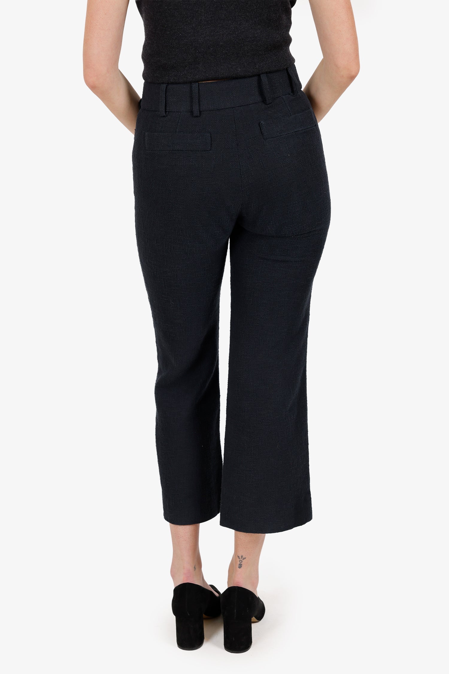 Pre-Loved Chanel™ 06P Black Cotton Straight Leg Pants Size 34